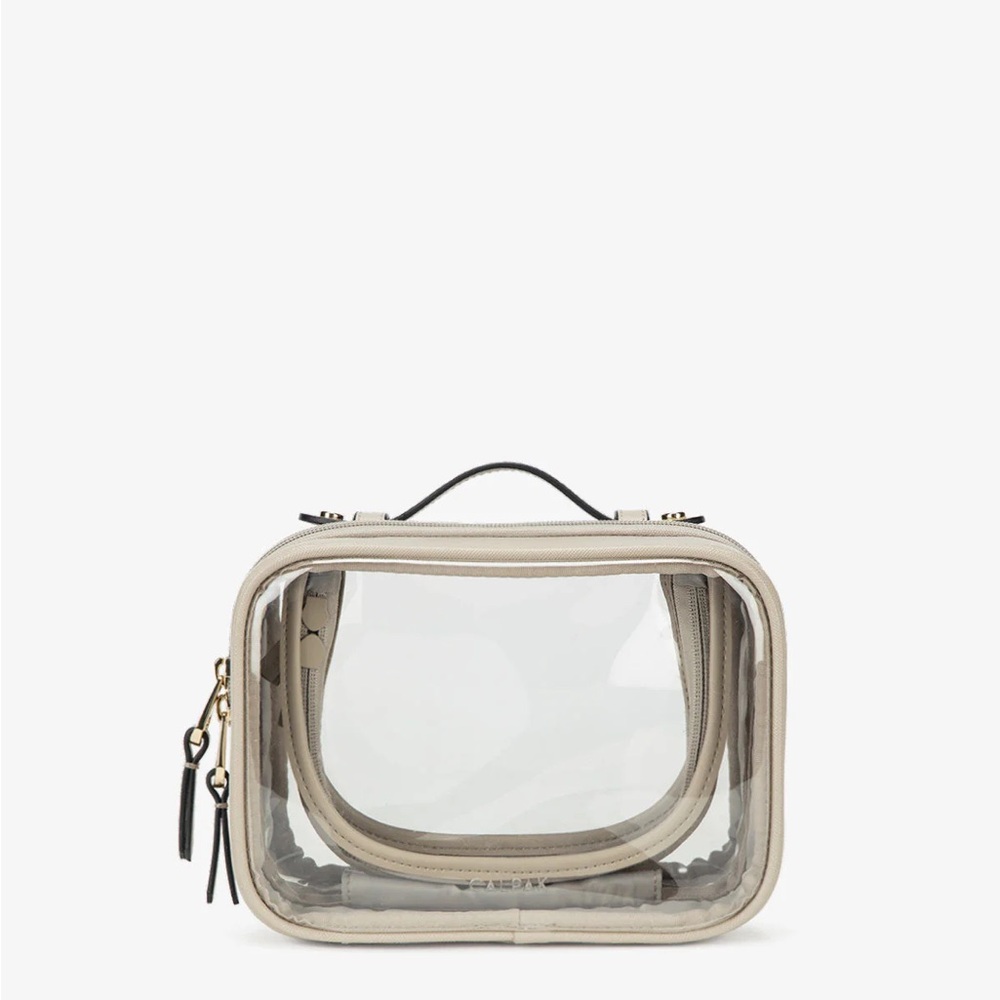 Calpak Small Clear Cosmetics Case in Stone